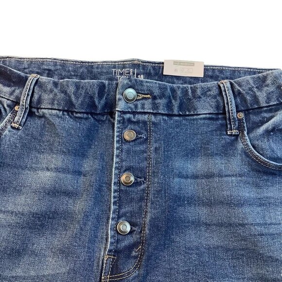 NWT Time And Tru Wide Leg Crop Blue Button Fly High Rise Jeans Womens Size 18 - Picture 10 of 14